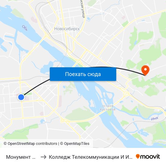 Монумент Славы to Колледж Телекоммуникации И Информатики map
