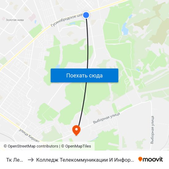 Тк Лента to Колледж Телекоммуникации И Информатики map