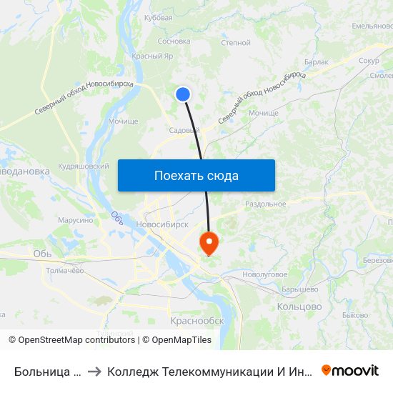 Больница №19 to Колледж Телекоммуникации И Информатики map