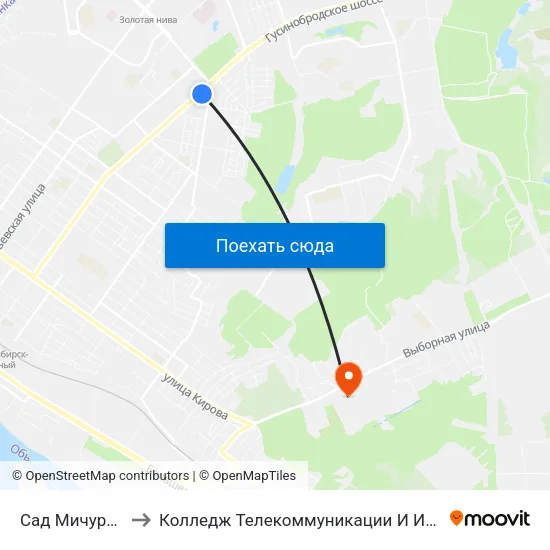 Сад Мичуринцев to Колледж Телекоммуникации И Информатики map