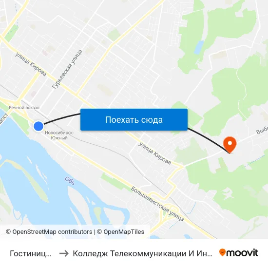 Гостиница Обь to Колледж Телекоммуникации И Информатики map