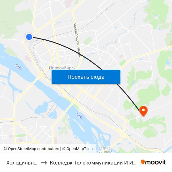 Холодильная Ул. to Колледж Телекоммуникации И Информатики map