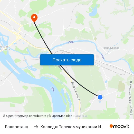 Радиостанция №2 to Колледж Телекоммуникации И Информатики map