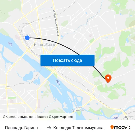 Площадь Гарина-Михайловского to Колледж Телекоммуникации И Информатики map