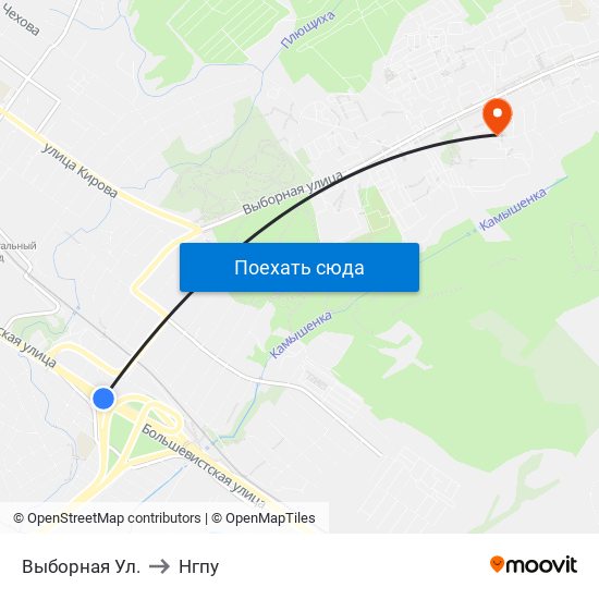 Выборная Ул. to Нгпу map
