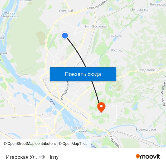 Игарская Ул. to Нгпу map