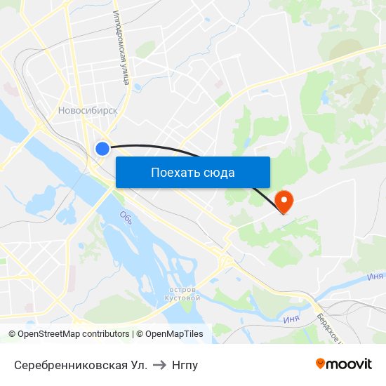 Серебренниковская Ул. to Нгпу map