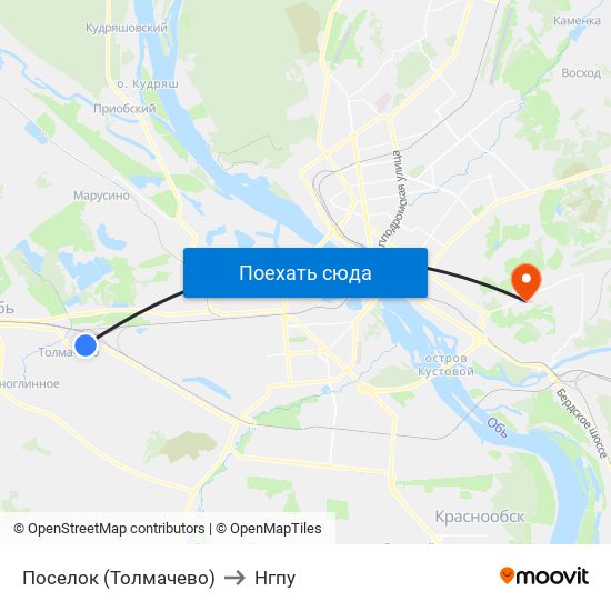 Поселок (Толмачево) to Нгпу map