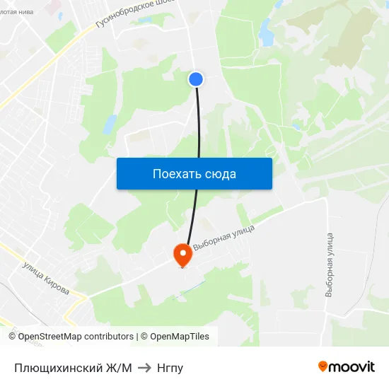 Плющихинский Ж/М to Нгпу map