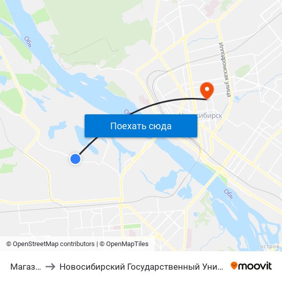 Магазин №24 to Новосибирский Государственный Университет Экономики И Управления map