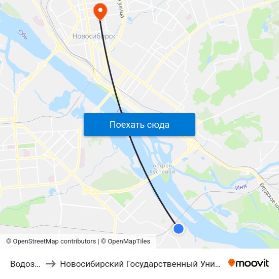 Водозабор Ул. to Новосибирский Государственный Университет Экономики И Управления map