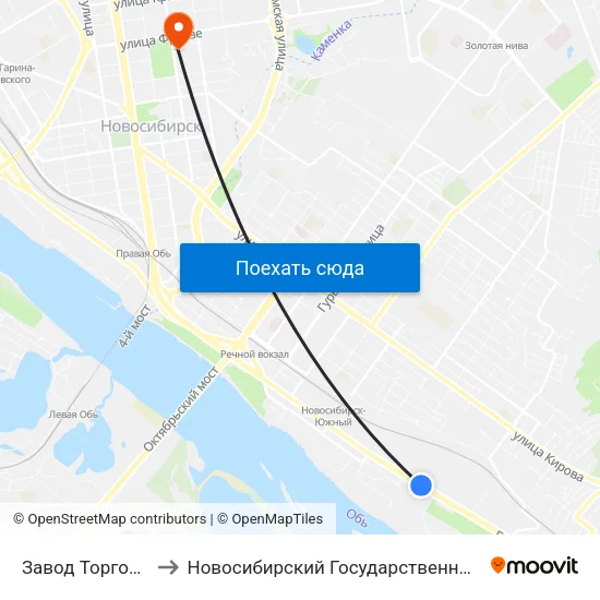 Завод Торгового Оборудования to Новосибирский Государственный Университет Экономики И Управления map
