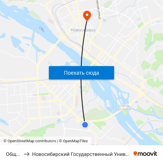 Общежитие to Новосибирский Государственный Университет Экономики И Управления map