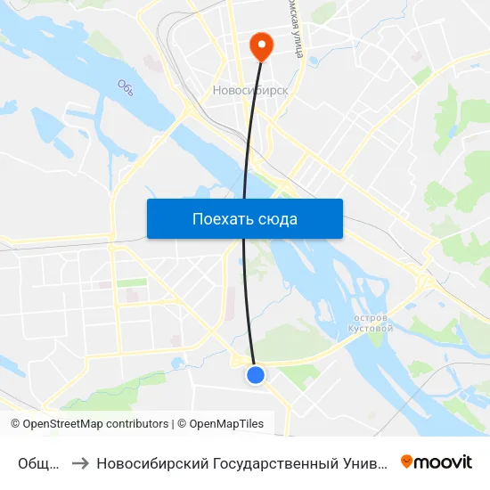 Общежитие to Новосибирский Государственный Университет Экономики И Управления map