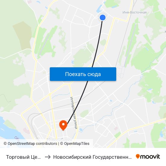 Торговый Центр (Рассветная Ул.) to Новосибирский Государственный Университет Экономики И Управления map