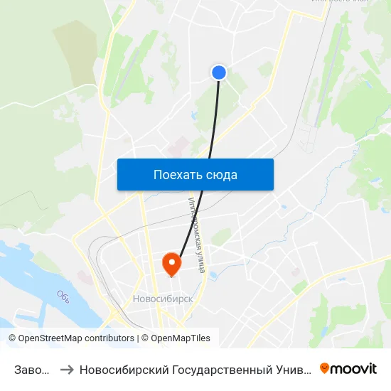 Завод Север to Новосибирский Государственный Университет Экономики И Управления map