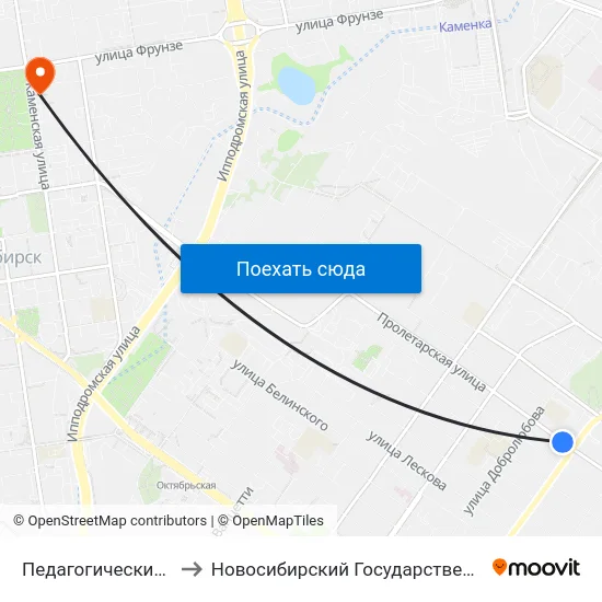 Педагогический Лицей Им. А.С.Пушкина to Новосибирский Государственный Университет Экономики И Управления map