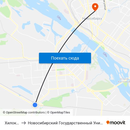 Хилокская Ул. to Новосибирский Государственный Университет Экономики И Управления map