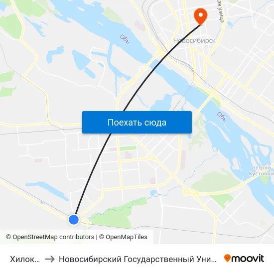 Хилокская Ул. to Новосибирский Государственный Университет Экономики И Управления map