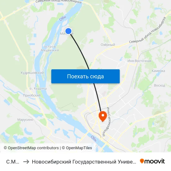 С.Мочище to Новосибирский Государственный Университет Экономики И Управления map