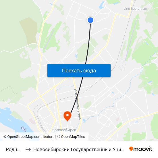 Родники Ж/М to Новосибирский Государственный Университет Экономики И Управления map