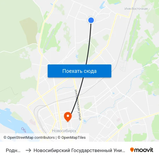 Родники Ж/М to Новосибирский Государственный Университет Экономики И Управления map