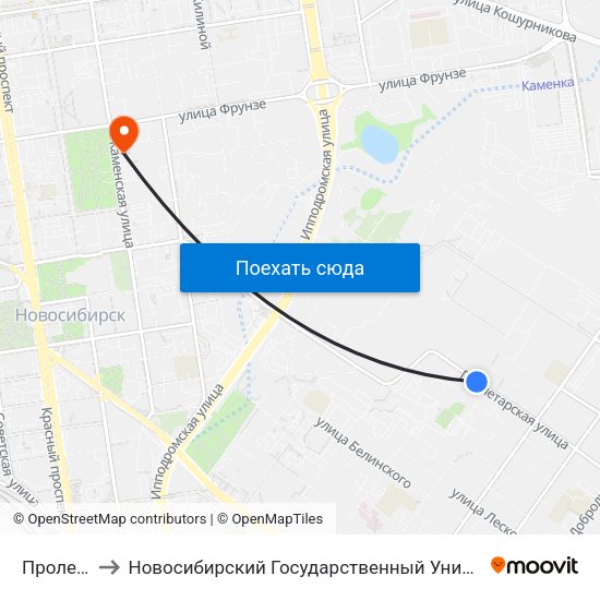 Пролетарская to Новосибирский Государственный Университет Экономики И Управления map