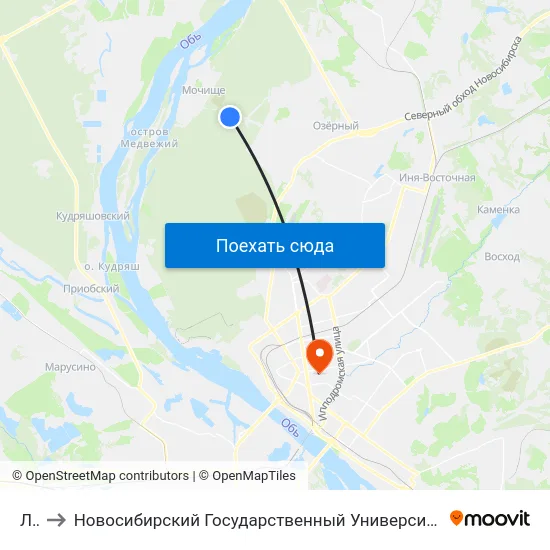 Лес to Новосибирский Государственный Университет Экономики И Управления map