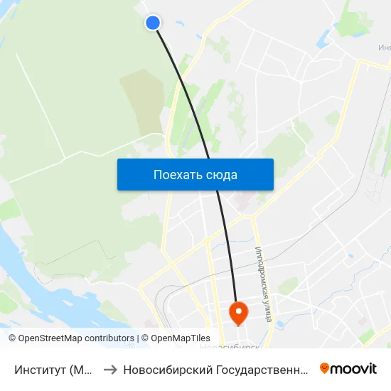 Институт (Мочищенское Шоссе) to Новосибирский Государственный Университет Экономики И Управления map