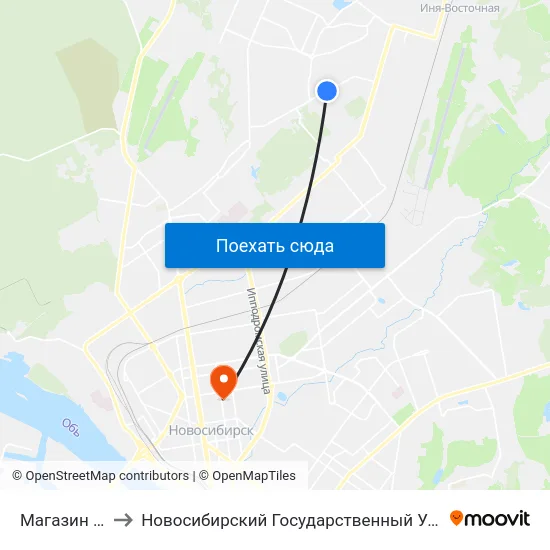 Магазин Юбилейный to Новосибирский Государственный Университет Экономики И Управления map