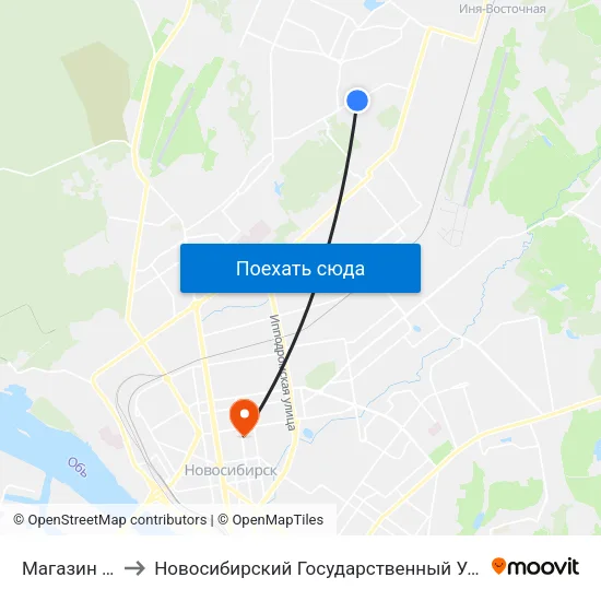 Магазин Юбилейный to Новосибирский Государственный Университет Экономики И Управления map