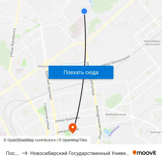 Пос.Тихий to Новосибирский Государственный Университет Экономики И Управления map