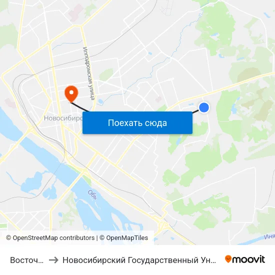 Восточный Ж/М to Новосибирский Государственный Университет Экономики И Управления map