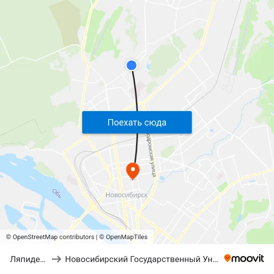 Ляпидевского Ул. to Новосибирский Государственный Университет Экономики И Управления map