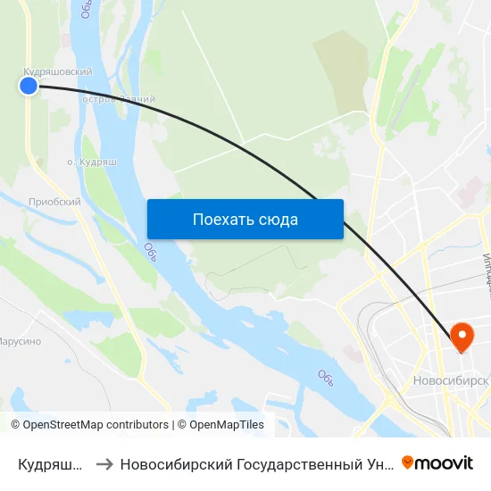 Кудряшовский Бор to Новосибирский Государственный Университет Экономики И Управления map