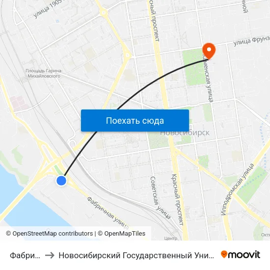 Фабричная Ул. to Новосибирский Государственный Университет Экономики И Управления map