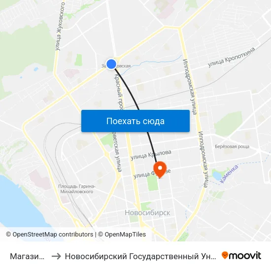 Магазин Чемпион to Новосибирский Государственный Университет Экономики И Управления map