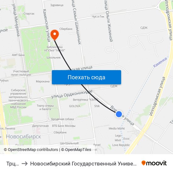 Трц Аура to Новосибирский Государственный Университет Экономики И Управления map