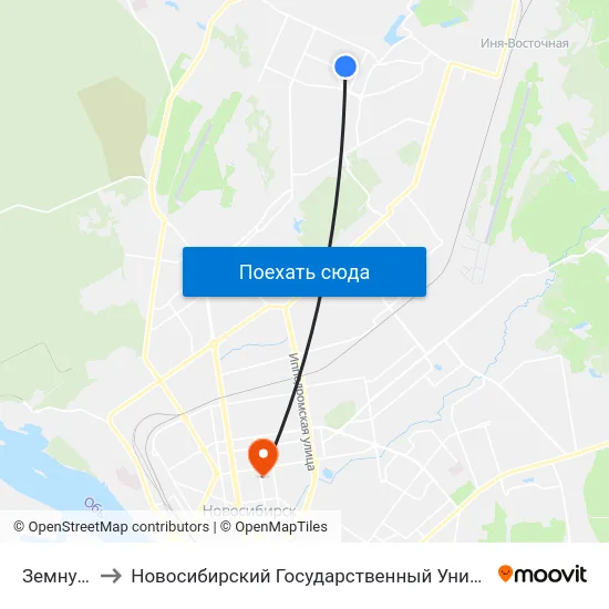 Земнухова Ул. to Новосибирский Государственный Университет Экономики И Управления map