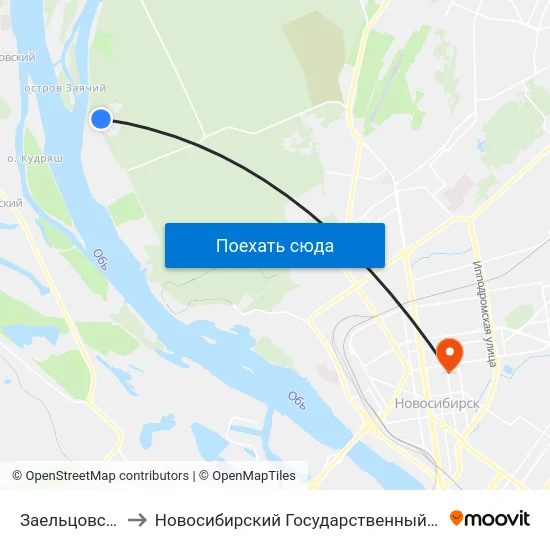 Заельцовский Санаторий to Новосибирский Государственный Университет Экономики И Управления map