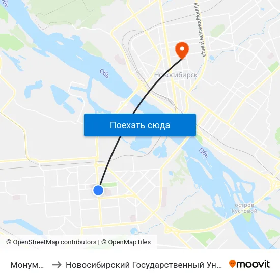 Монумент Славы to Новосибирский Государственный Университет Экономики И Управления map