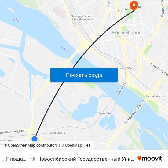 Площадь Труда to Новосибирский Государственный Университет Экономики И Управления map