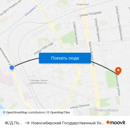 Ж/Д Поликлиника to Новосибирский Государственный Университет Экономики И Управления map