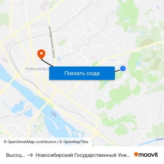 Высоцкого Ул. to Новосибирский Государственный Университет Экономики И Управления map