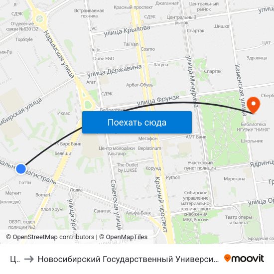 Цум to Новосибирский Государственный Университет Экономики И Управления map