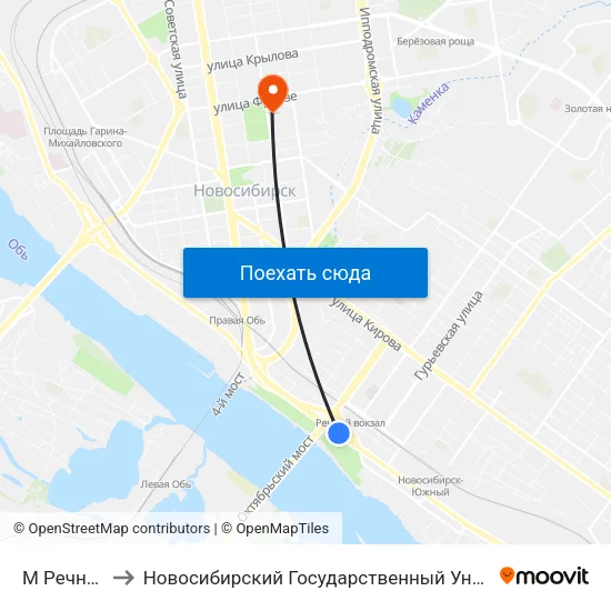 М Речной Вокзал to Новосибирский Государственный Университет Экономики И Управления map