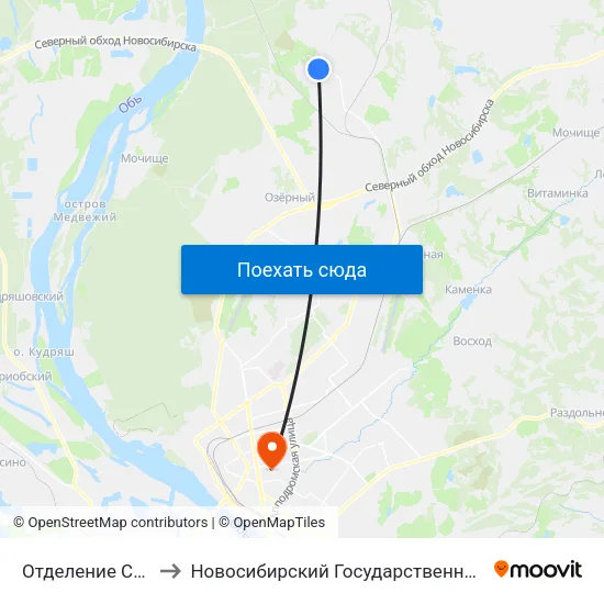 Отделение Связи №13 (Пашино) to Новосибирский Государственный Университет Экономики И Управления map