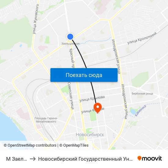 М Заельцовская to Новосибирский Государственный Университет Экономики И Управления map