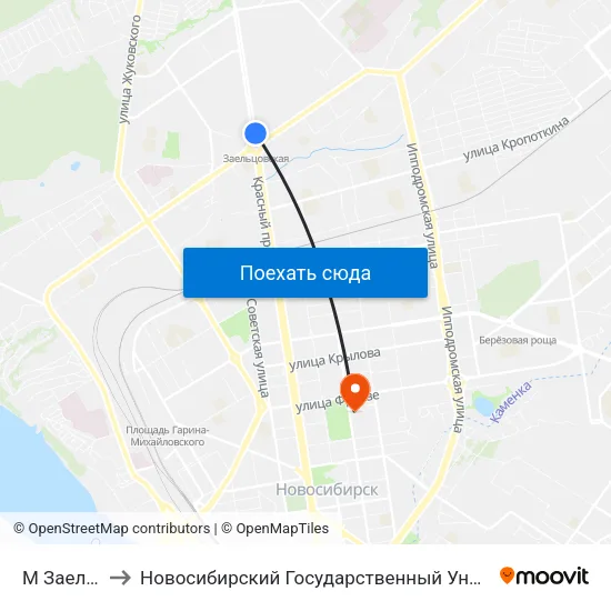 М Заельцовская to Новосибирский Государственный Университет Экономики И Управления map