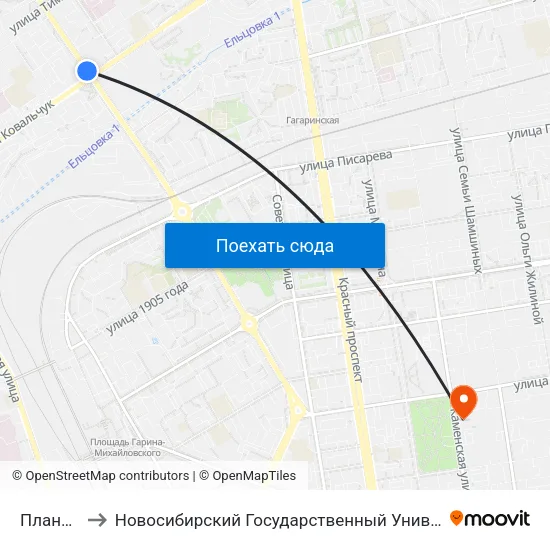 Плановая Ул. to Новосибирский Государственный Университет Экономики И Управления map